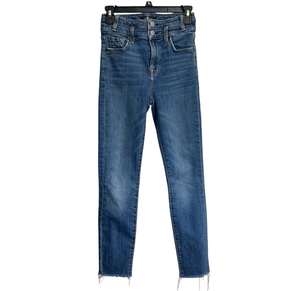 7 For All Mankind Womens Size 25 Dark Blue Ankle Jeans Skinny Double Button